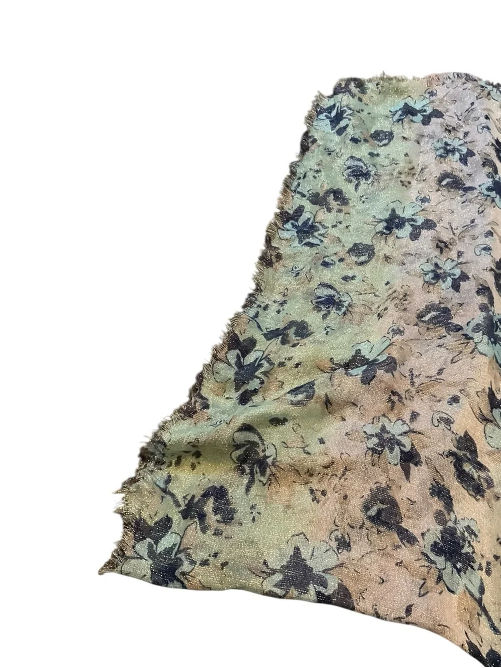 Source Unknown Mint Green and Black Floral Metallic Scarf Wrap